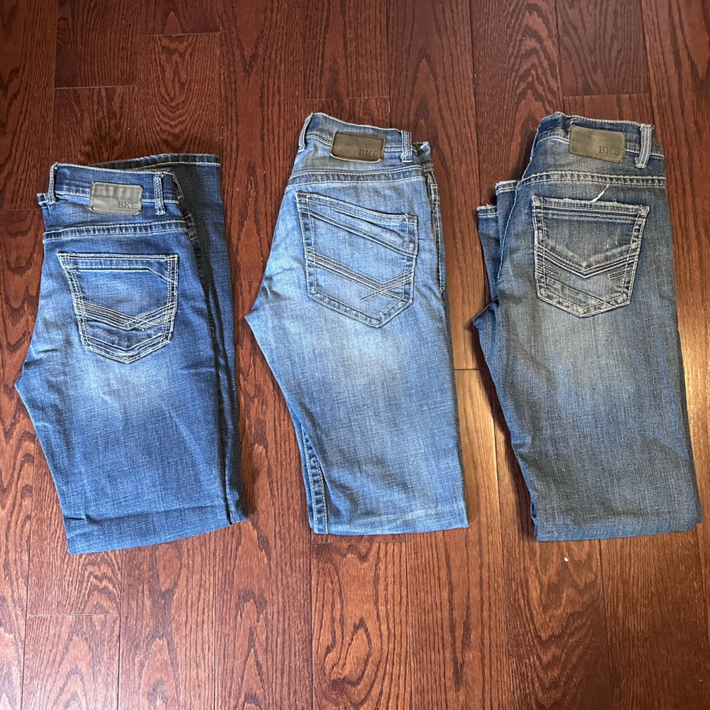 Lot of 3 Men's Buckle Jeans - Light and Dark Blue